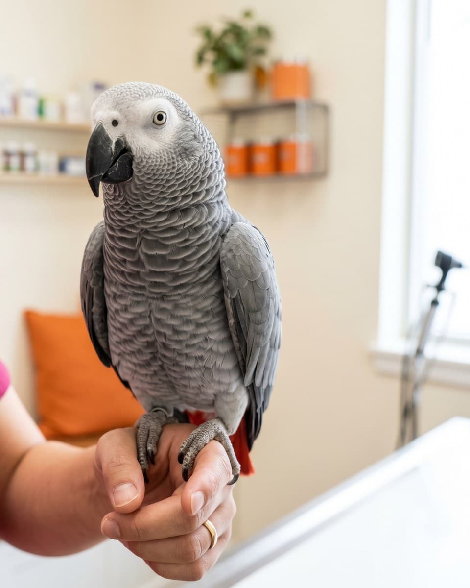 African Gray parrot at Vet Help Clinic — exotic bird and pet specialists